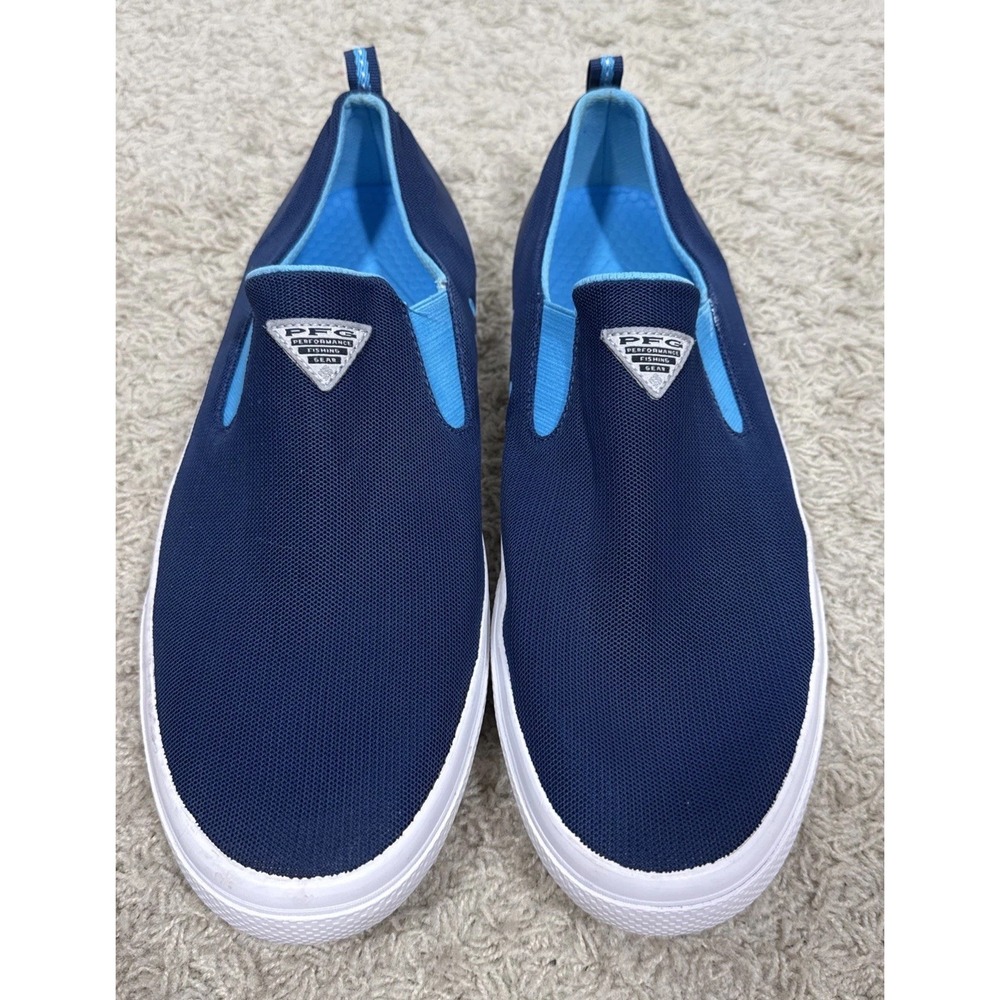 Columbia Distant Water PFG Slip-On Boat Water Shoes Men's 11 Navy Blue Turquoise